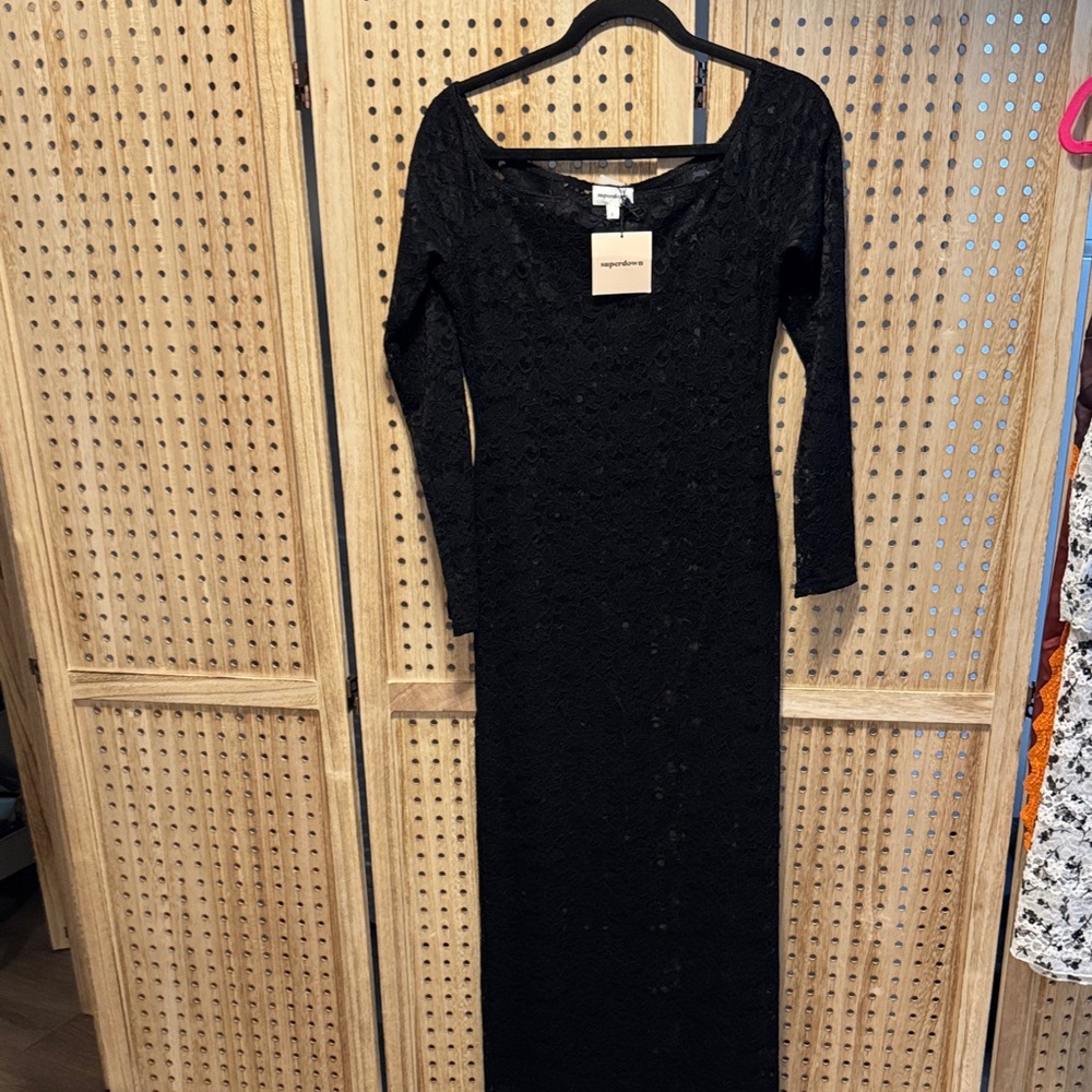 Superdown Black Long Sleeve Lace Dress